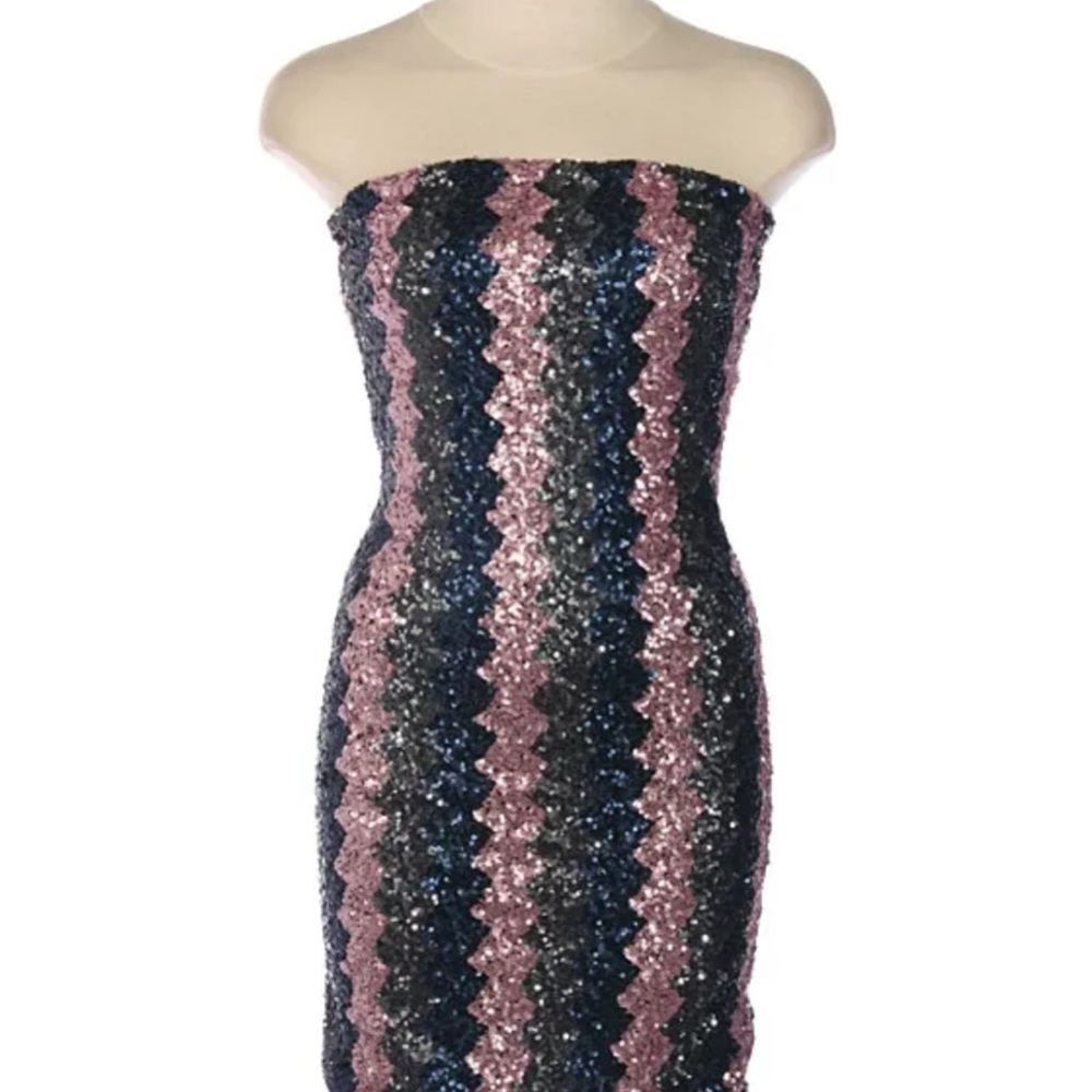 Billy by Flying Tomato Multi Colored Strapless Sequin Sparkly Mini Dress Size M